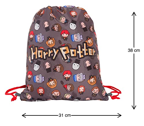 Harry Potter Chibi Drawstring Bag Kids PE Kit Gym Bag Childrens Trainer Swim Bag School Nursery Backpack, Multi-coloured - Image 4