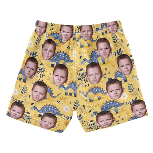 Custom Funny Photo Face Boys Swim Trunks Toddler Board Shorts Drawstring Beach Shorts Swimwear2