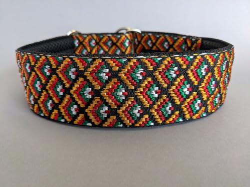 Zugstopp Halsband mit Polsterung, Martingale, gepolstert, 5 cm breit, Trainingshalsband, verstellbar, dog collar (bis 38cm Hals- 44cm Kopfumfang inkl 6cm Zugstopp, Metallteile: Stahl)