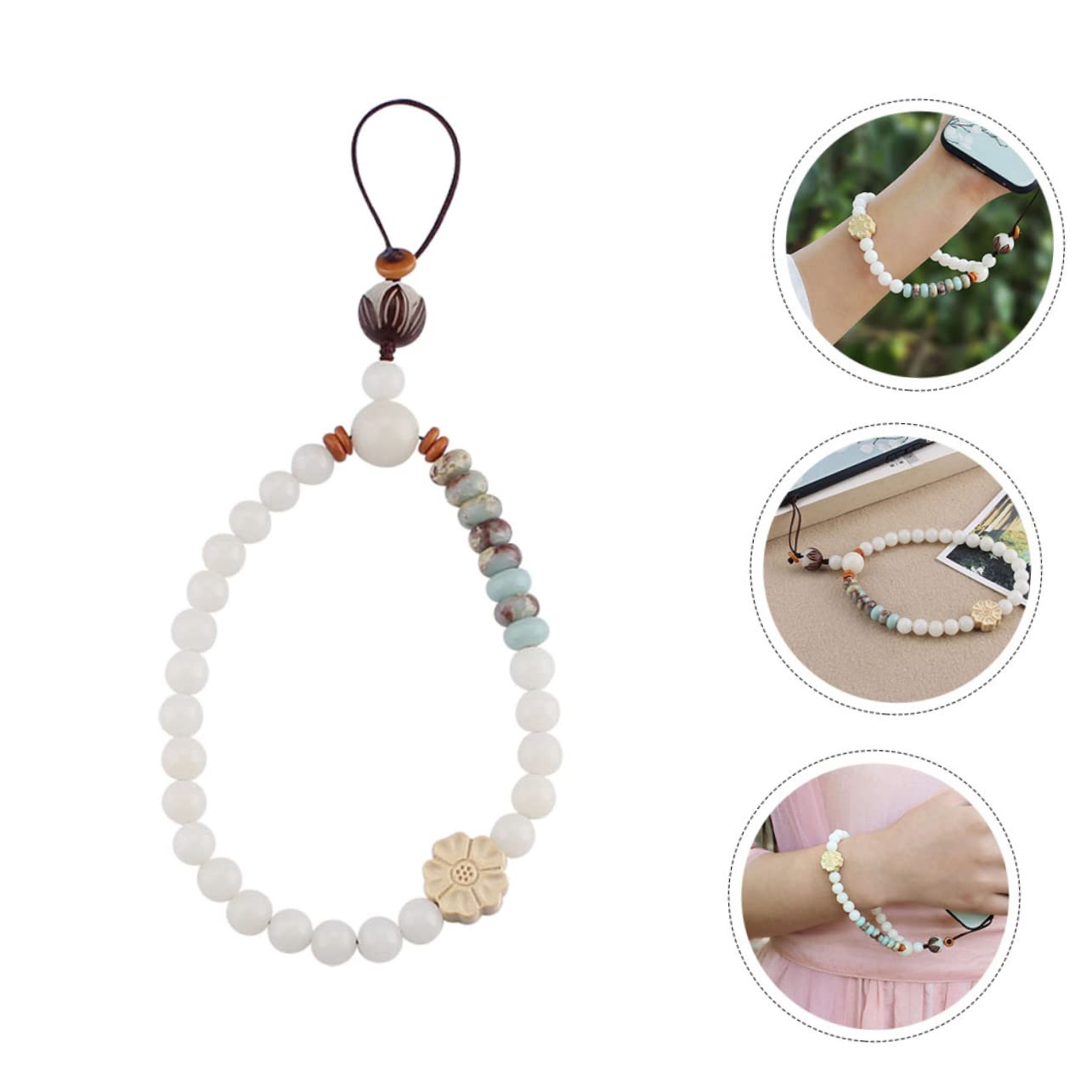 DOITOOL 5 Piezas De Cordón Con Cuentas Para Teléfono Móvil Colgante Decorativo Con Forma De Flor Cuerda Para Colgar La Identificación Accesorios