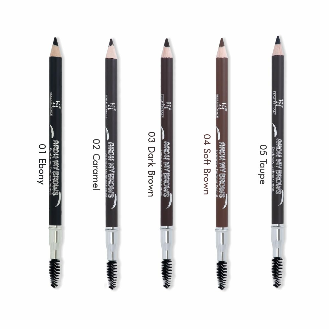 Half N Half Eye Brow Artist Long Lasting Automatic Eyebrow Pencil & Brush | Sleek spoolie brush | Long-Lasting & Natural looking results | retractable pencil easy to use | Perfect arch-Pack of 5