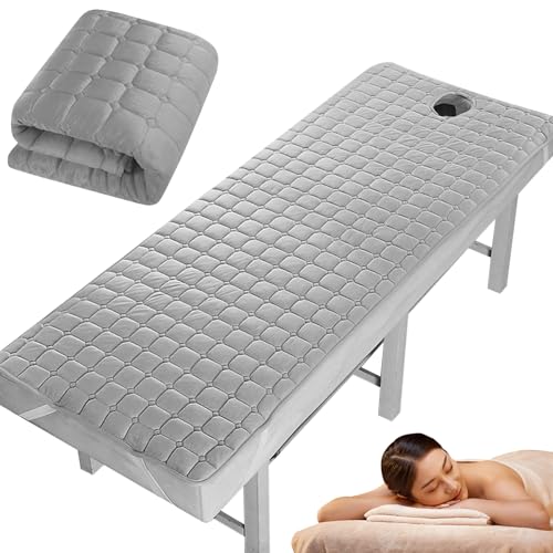 Topper de Espuma de Cama de pestañas, cojín de Mesa de Masaje de SPA de 80x190 cm con Agujero, láminas de Mesa de Masaje Anti-Deslizamiento, Almohadilla de Mesa de Masaje de Fibra de poliéster para m