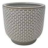 Amazon Brand – Stone & Beam Cylindrical Textured Stoneware Planter, 5.1'H, Small, Ivory