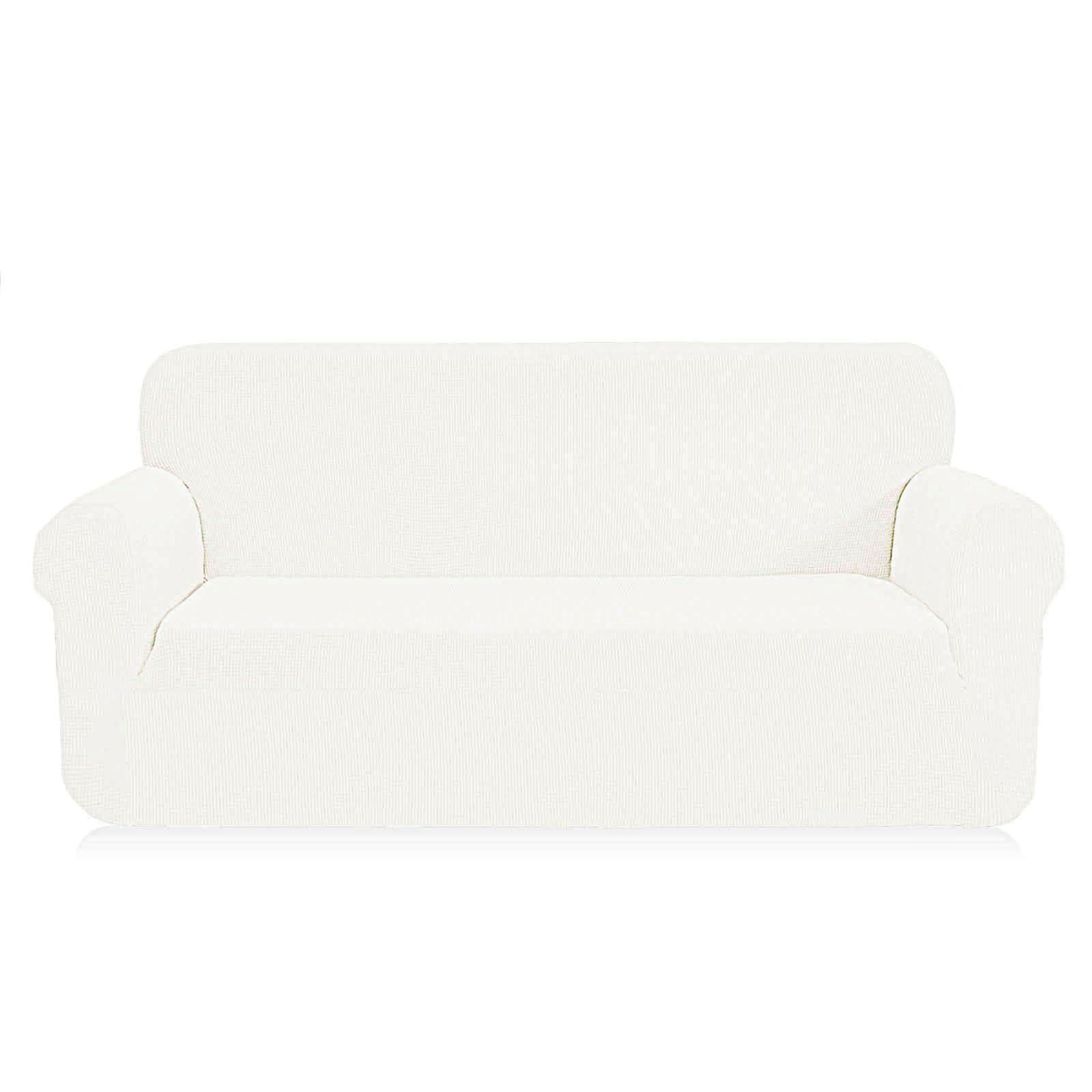 SAMSTEX Stylish Sofa Cover Stretch 1-Piece Sofa Slipcovers High Stretch Sofa Cover 3 Seater Thick Soft Sofa Protector Machine Washable Non Slip Couch Covers (3 Seater, Off White) โ image 1