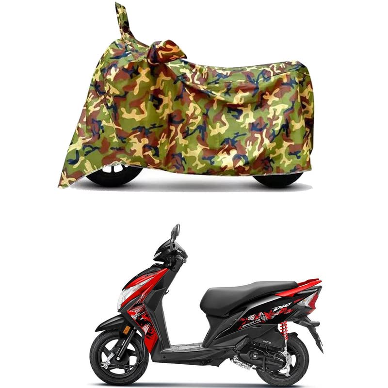 Image of Waterproof 100% PVC Coated Bike Scooty Two Wheeler Body Cover Compatible for Honda Dio Sports DLX /UV-Rays /Heat Protection /Birds Dropping /Scratchproof /Dust Proof [6X6 Jungle Print]