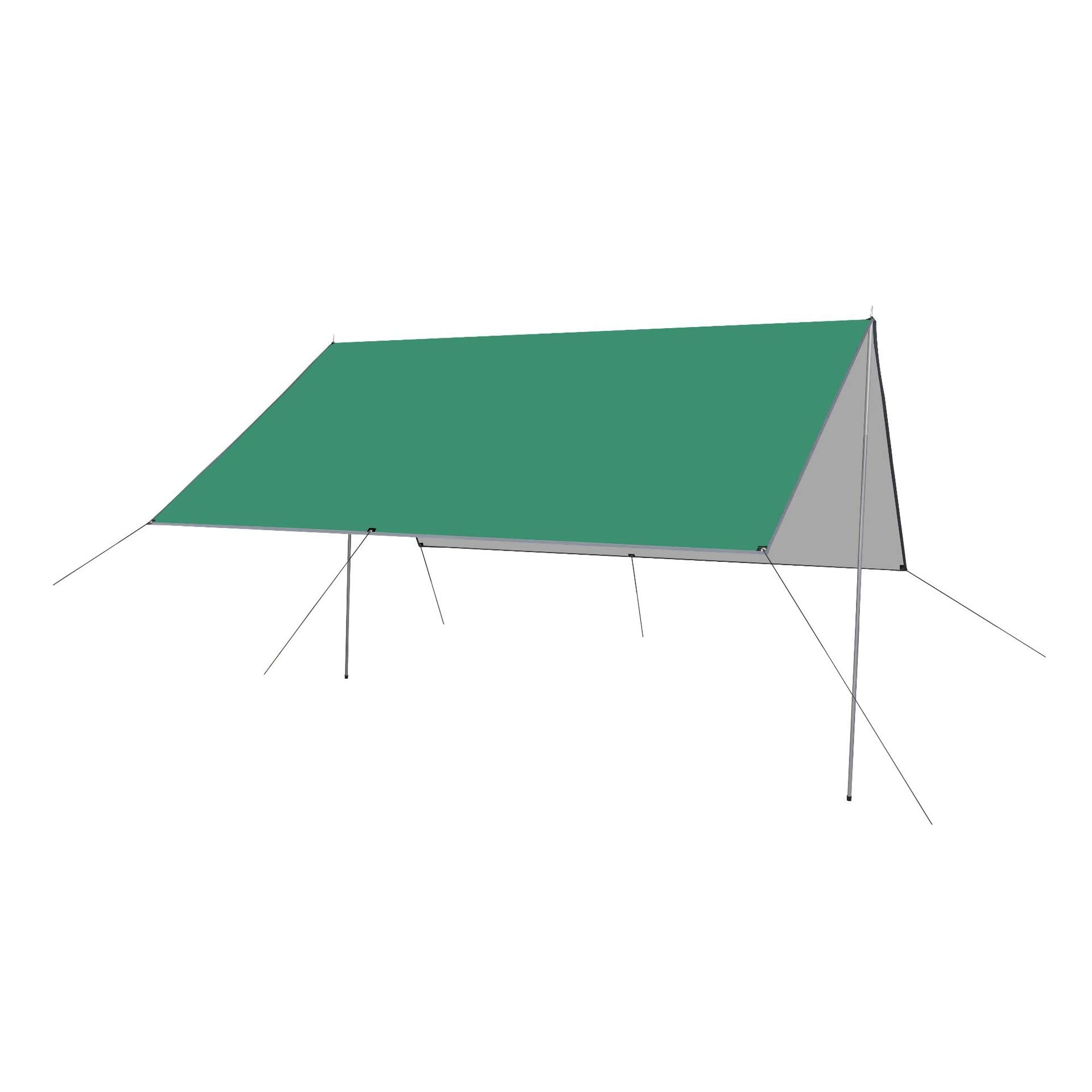 Toit de tente de camping - 3 x 3 m - Avec barre de support, piquets et cordon en nylon (vert herbe)