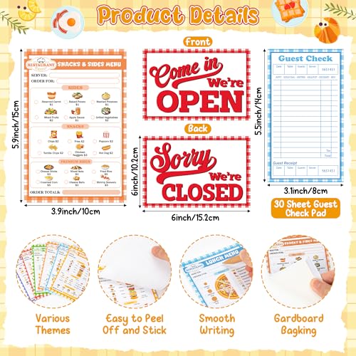 TICIAGA Kids Pretend Play Notepads - 9PCS 4x6 In Playtime Pad Included Breakfast Dinner Desert Coffee Menu Notepad 30 Page Pretend Notebook Imaginative Role for Toddler Kid Play Game, Restaurant Menu - Image 3