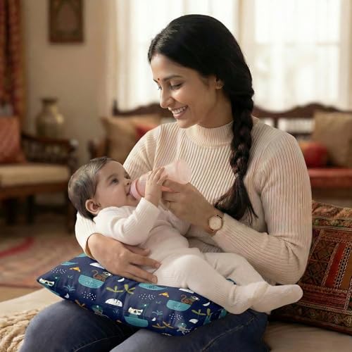 Image of a baby cherry Feeding Pillow for New Born Baby, Breastfeeding Pillow, Nursing Pillow, Baby Feeding & Support Pillow, Soft Cotton with Washable Cover, 32x21 cm