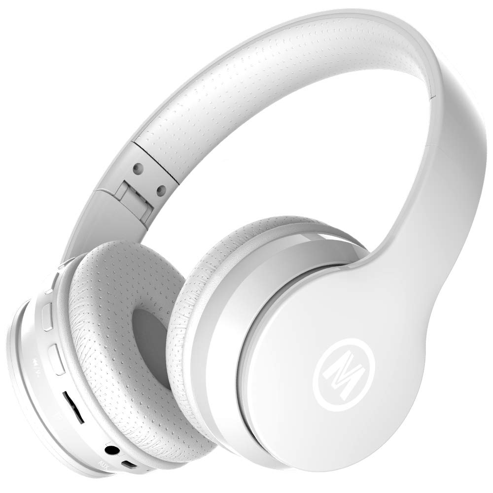 Mokata Headphones Kids Bluetooth 5.4 Wireless Play Time 68H Safe Volume Limit 85/94dB Over-Ear Foldable Headset,Fast Charging,with Aux Cord Built-in Mic for Toddler Child Pad Study Tablet White