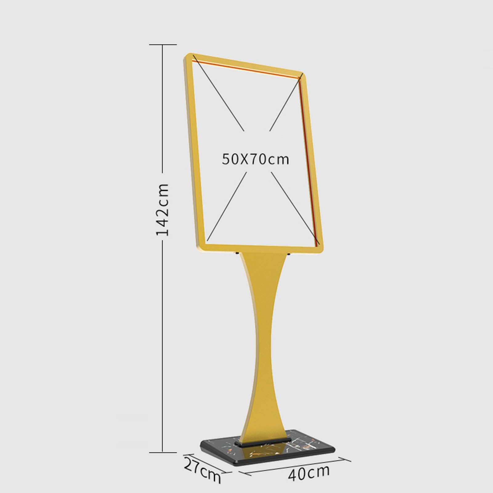 Soporte para Carteles, Soporte para Carteles publicitarios de Suelo Resistente, cartulina Vertical Multifuncional, Adecuado para centros comerciales, hoteles (Gold)