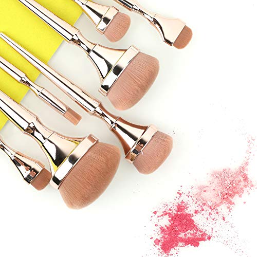 Logiverl 9 Pieces Makeup Brushes Powder Blush Foundation Concealer Eyeshadow Eyebrow Lip Flat Detail Brush For Blending Buffing Foundation Cream Make Up Brushes Tools Kit (Rose Golden) #TOP5