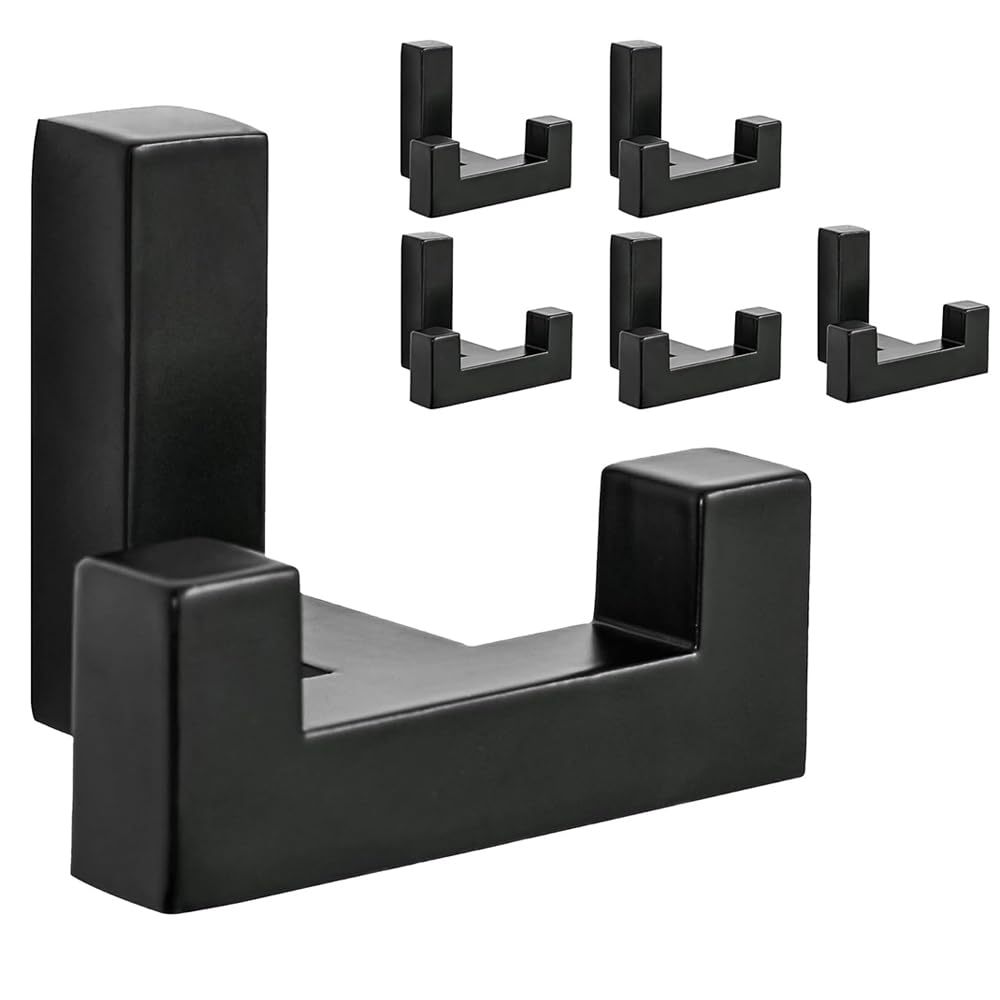 Garderobehaken, 4 stuks, kledinghaken, zwart, haken voor