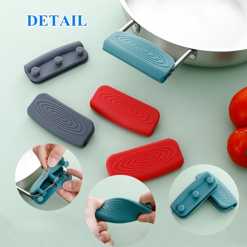 CSPARKV 4 Pièces Supports De Poignée De Casserole,CHmiss Support De Poignée Chaude en Silicone
