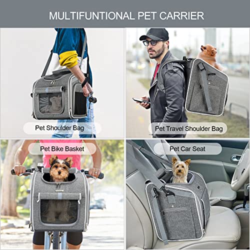 BABEYER Dog Bike Basket, Expandable Soft-Sided Pet Carrier Backpack with 4 Open Doors, 4 Mesh Windows for Small Dog Cat… - Image 7