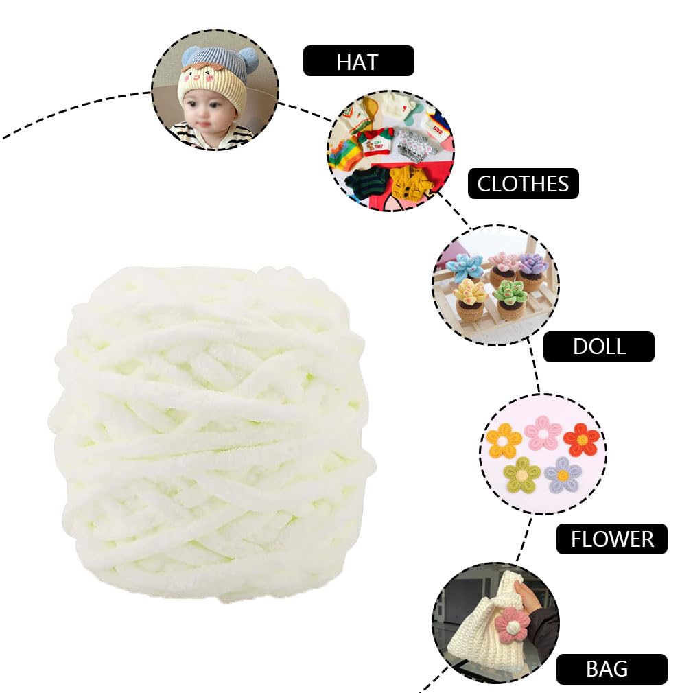 4 x 100g Knitting Wool Yarn Solid Color Knitting Yarn for Crochet for Yarn Projects Making DIY Crafts Scarves Hats Handmade Bags Blankets Sweaters (Milk White) - Image 3