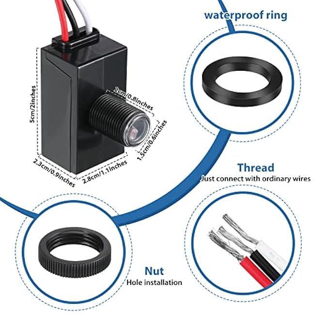 3 Pieces Dusk to Dawn Sensor for Outdoor Lighting 120-277V Photoelectric Switch Photocell Light Sensor Hardwired Post Eye Light Control Most Outdoor Lamp Fixtures Bulbs