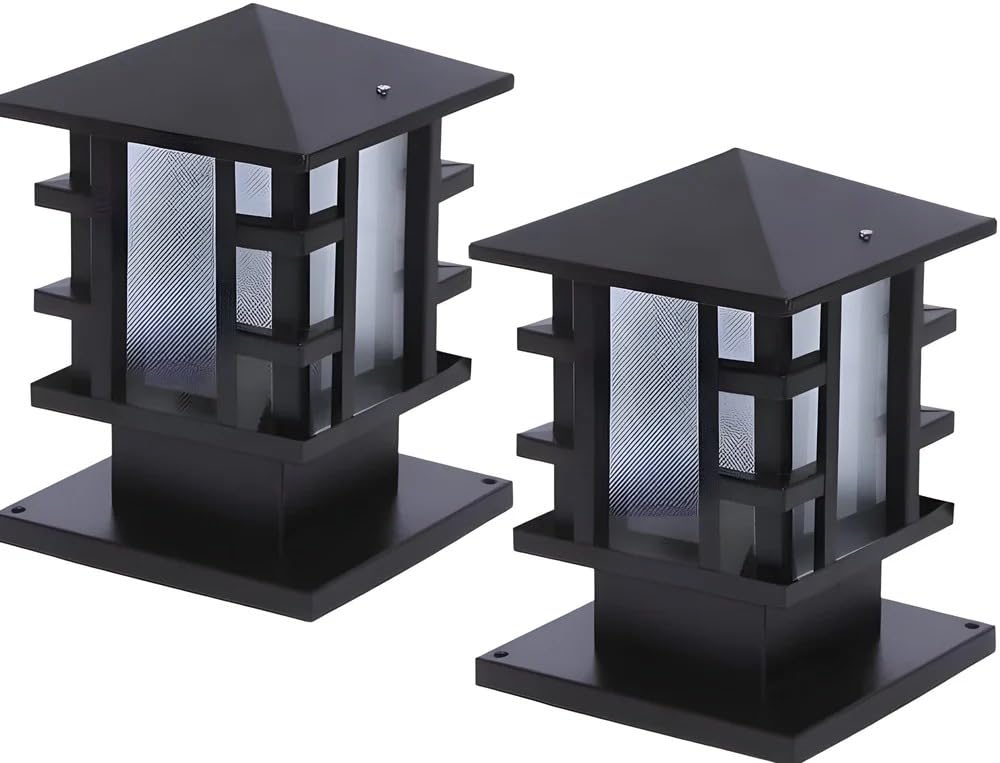 VERSHA Lights Waterproof Outdoor Gate Light for Home Entrance, Garden, Fence & Boundary Wall | Metal Pillar Lamp | E27 Bulb Holder | Bulb Not Included | Black | Pack of 2-image-27