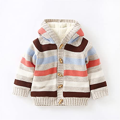 Kids Cardigan Sweater Toddler Boy Kids Rainbow Fleece Lined Warm Knit Sweater4