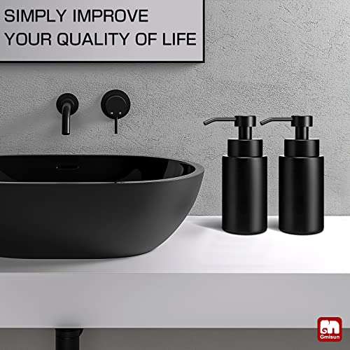 Gmisun Foaming Soap Dispenser, 2 Pack Matte Black Glass Foam Hand Soap Dispenser, 12 Oz Modern Foam Pump Bottle For Bathroom And Kitchen, Refillable Foaming Shower Soap Dispenser #TOP6