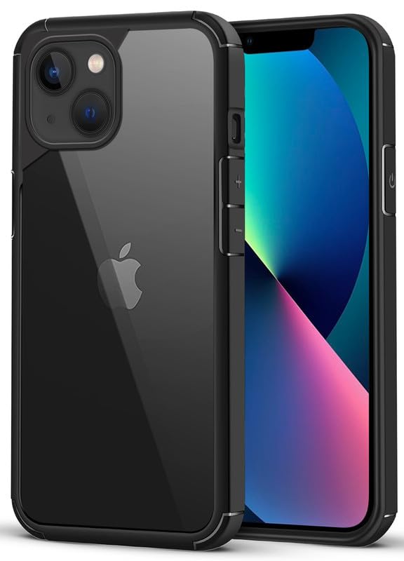Mr. Case Transparent case with Silicone Frame Back Cover for iPhone 13 | Shockproof Transparent Hard Back Shockproof Bumper - Transparent (Black Border) (B0CWHB3NR3) Amazon Price History, Amazon Price Tracker