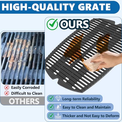 Image of SafBbcue 7583 Cast Iron Cooking Grates 41862 Grill Burner for Weber Q200 Q220 Q2000 Q2200 396000 396001 566002 53060001 Grills, 21.5 inch Grill Grids Grates 20.5 inch Burner Tube Kit for Weber 7645 60041