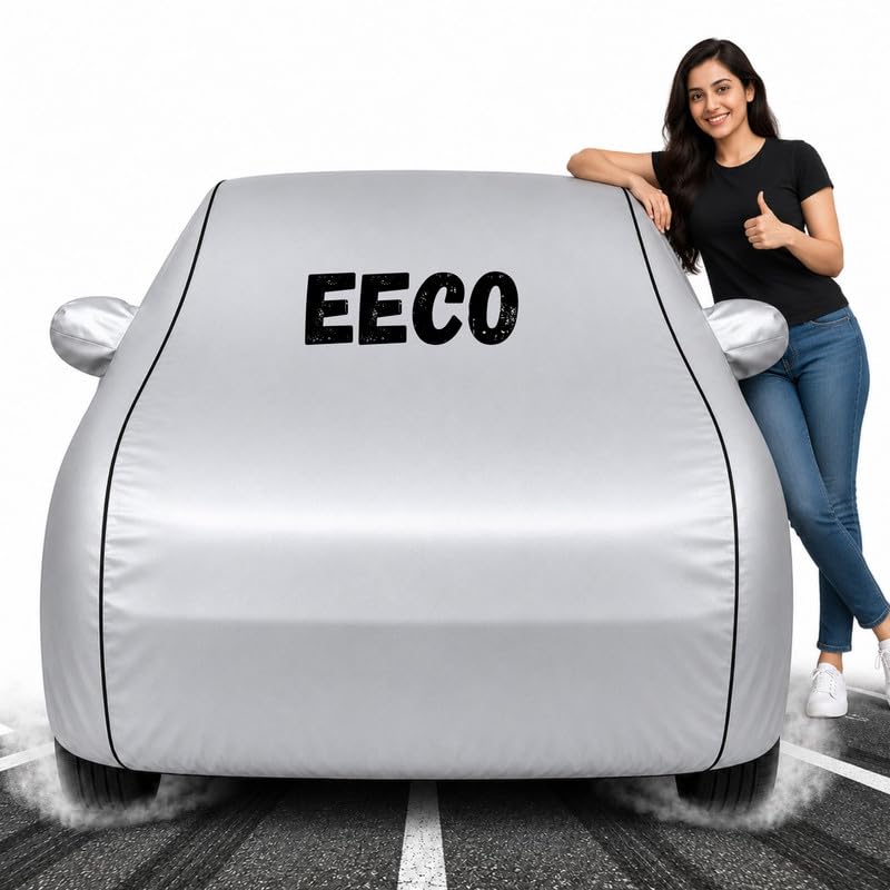 Image of Custom Fit Silver 100% Waterproof Eeco Car Cover | Polyester Car Body Covers for Rain & Sun | UV Protection, Dustproof, Scratch Resistant, Windproof, Heat Resistant