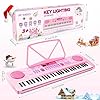 What are the Best Digital Piano for Kids? 3 WOSTOO Kids Keyboard Piano, Portable 61 Keys Keyboard Electronic Digital Piano, Early Learning Educational Musical Piano Toy Keyboard for Beginners with Music Stand, Microphone (Pink) #1