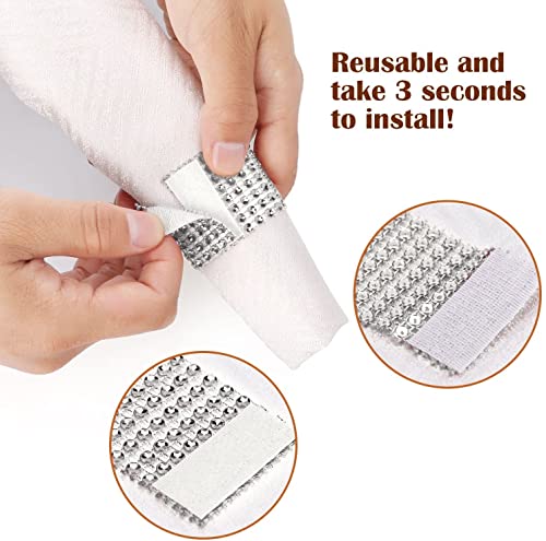 SYZOW 100pcs Rhinestone Napkin Rings, Silver Napkin Rings Buckles for Table Decorations Wedding, Dinner,Party, DIY Decoration - Image 3