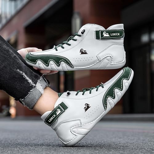 Casual Leather Boots for Women Men Non-Slip Breathable Orthopedic Sneakers,Lightweight Suede Lace Up Waterproof High Boots,Outdoor Fashion Walking Shoes with Arch Support4