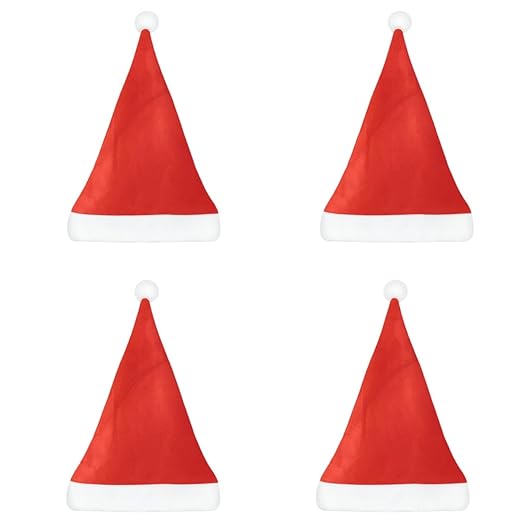 Kit 4 Gorro De Natal Chapéu Natalino Touca Papai E Mamãe Noel