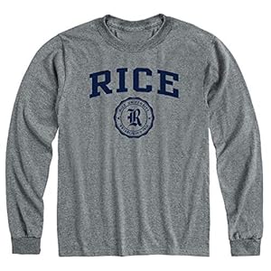 Barnesmith Rice University Owls Long Sleeve Adult Unisex T-Shirt, Heritage, Charcoal Grey, Large