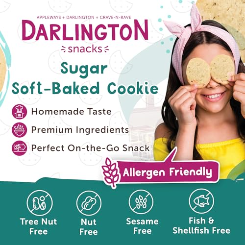 Image of Darlington Snacks Soft Baked Sugar Cookies Individually Wrapped, 100% Nut Free Soft Sugar Cookies, Kosher Approved, Made in USA, 0.75 Oz, 216 Count