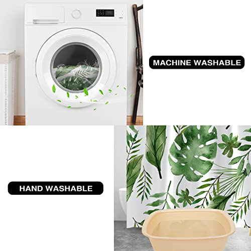 Minicoco Shower Curtain Mould Proof Mildew Resistant Bathroom Shower Curtains Waterproof Shower Curtain 100% Polyester Green Shower Curtains with 12 Hooks, 180 x 180 cm (Tropical Rain Forest) - Image 7