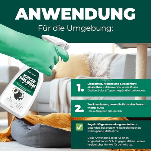 Silberkraft Milbenspray Katzen 500ml - Effektives Anti Milben Spray für Katzen - Milbenbefall behandeln Ohrmilben Räudemilben Katzenmilben