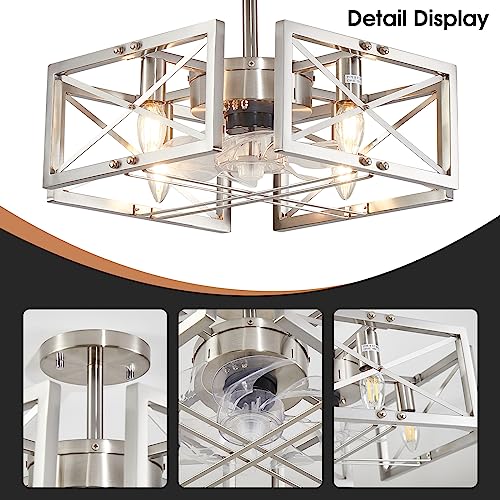 Punsoko FA93-042-04-SB Ceiling Fans With Lights, Brushed Nickel Fandelier Ceiling Fan thumb #5