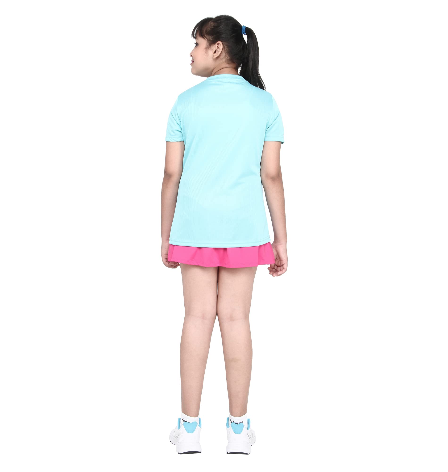 Qiddo Sports Girls T-Shirt | Turquoise Blue | 6-7 Years | All Over Print | Dry Fit | Moisture-Wicking | Fast Dry | Girls Sportswear | Kids Sportswear | Activewear T-Shirt | Sports Jersey | Breathable 4