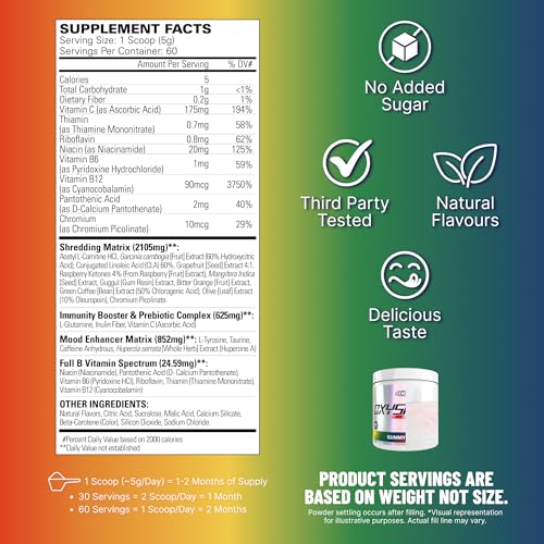 Image of EHP LABS OxyShred Pre Workout Powder - Preworkout Powder with L Glutamine & Acetyl L Carnitine, Energy Boost Drink - Gummy Snake, 60 Servings