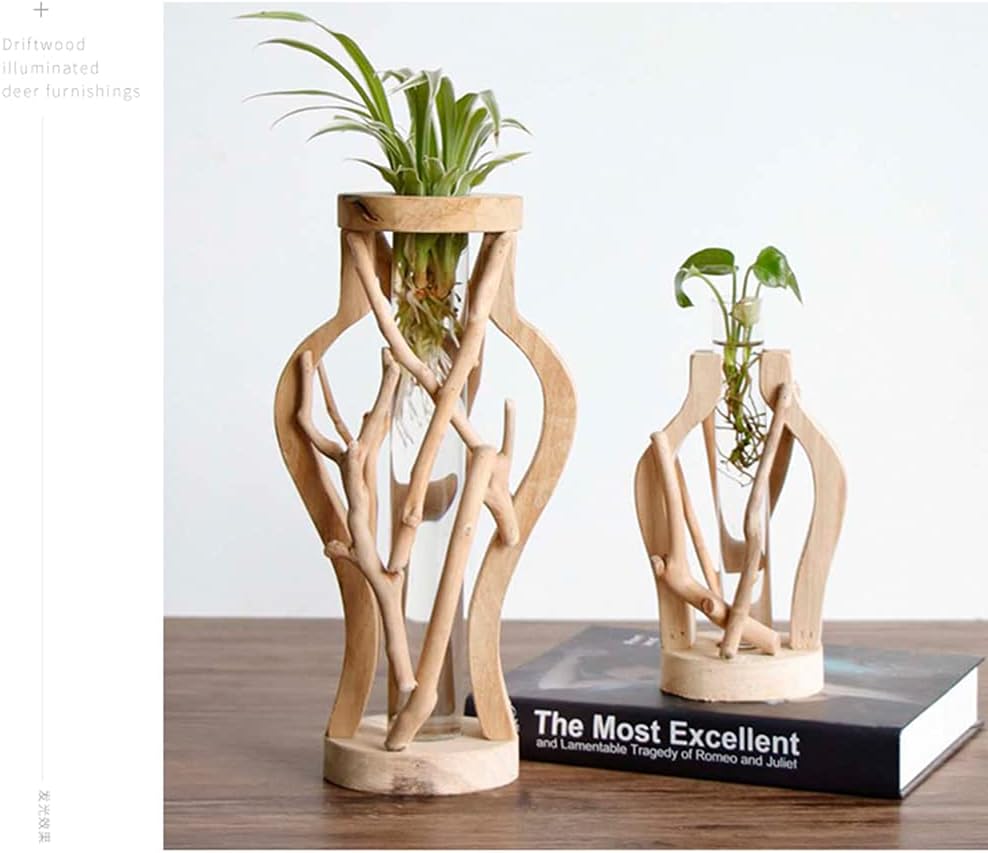 Wooden Transparent Countertop Vase Nordic Home Ornament Creative Desktop Dec image 3