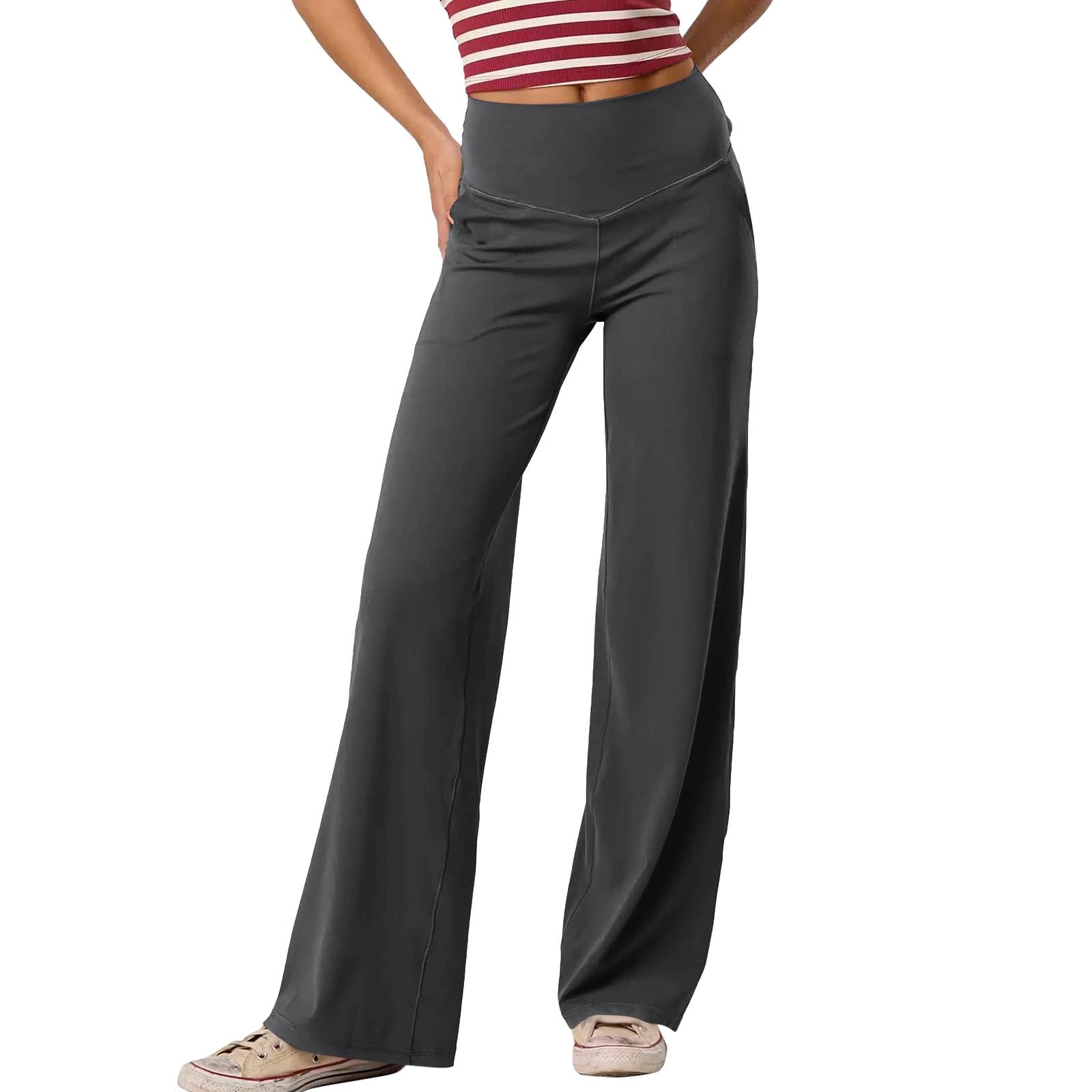 Yoga Pants Women High Waisted Wide Leg Pants with Pockets Cozy Soft Straight Leg Baggy Pant Workout Casual