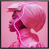 Kare Design Wandbild LED Pink Woman, Motivbild, Modern, Wohnzimmer, Schlafzimmer, Flur, 80x80cm (L-B)