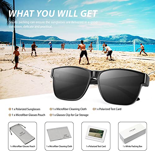 Image of URUMQI Polarized Sunglasses Fit Over Glasses for Men Women, Oversized Square Sun Glasses UV400 Protection