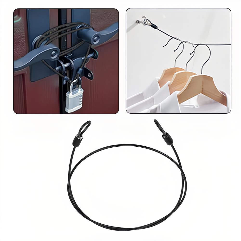 Cavo Di Sicurezza, Cavo Bloccaggio a Doppio Cappio In Acciaio Flessibile Intrecciato 39,4 Pollici con Estremità Anello Catena Bici Per Proteggere Diverse Dimensioni Borse Valigia Bagaglio Bicicletta