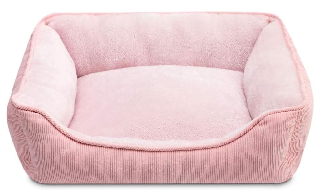 Lit pour chat et chiot rose | Niche maison douillette pour le salon