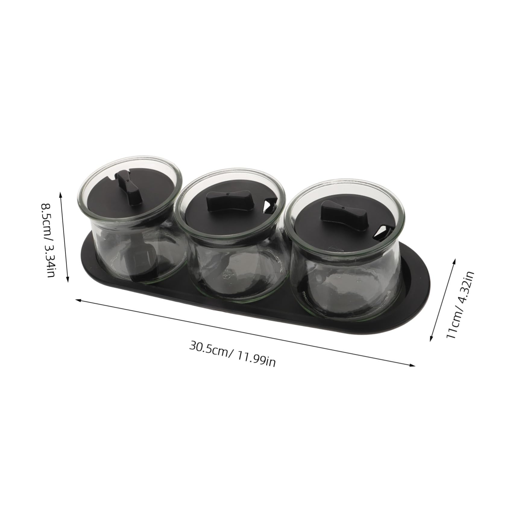 3stücke Gewürzflasche mit Tablett und Gewürzbehältern aus Glas für Salz Zucker Gewürze Küchen-würzmittelflasche für Aufbewahrung von Gewürzen und Würzmittelglaslöffeln