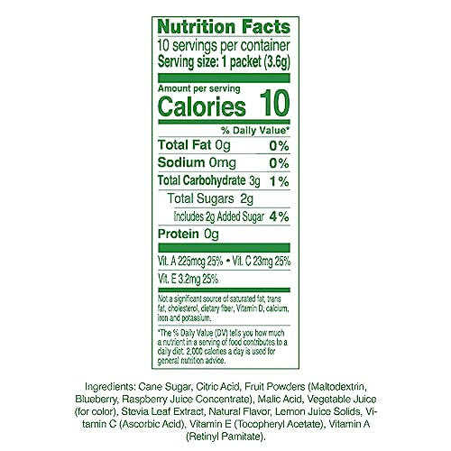 True Lemon Kids Blue Raspberry - Hydration for Kids - No Preservatives, No Artificial Flavors, No Artificial Sweeteners - Low Sugar Water Flavoring - Drink Mix for Kids - Kids Juice Powdered Drink Mix 10 count(pack of 2)