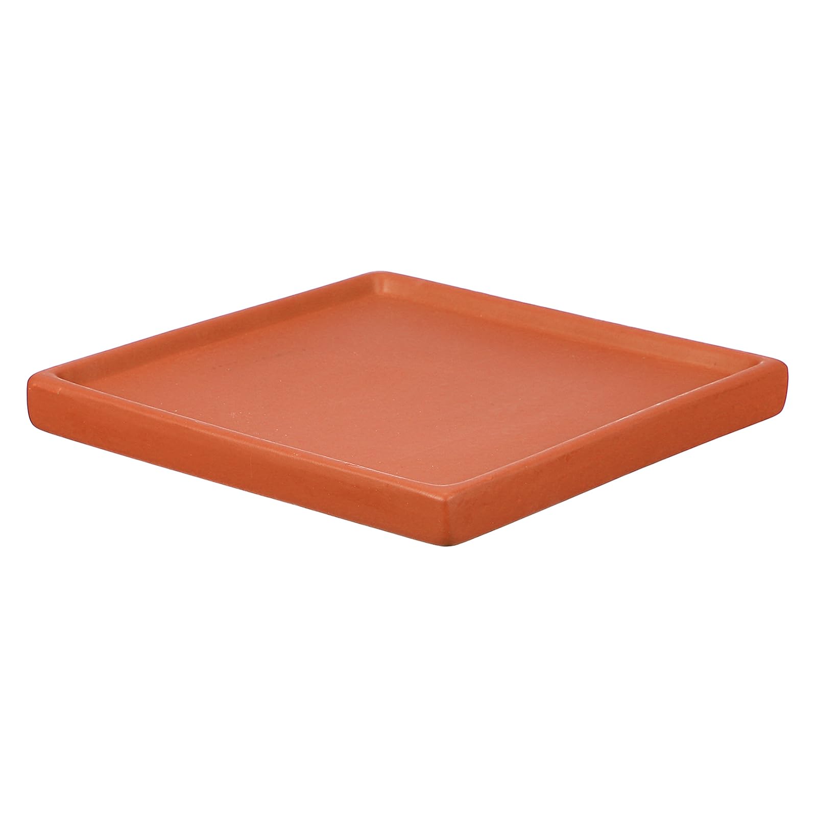 YELARXI 6.3 Inch Ceramic Plant Saucers, Square Flower Planter Water Trays Ceramic Plant Saucer Pot Tray -Fitting for (Outdoor/Indoors/Garden/Planting/Water/Flower/Coffee) Dark Orange