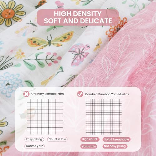 Image of Softan Swaddle Blankets for Baby Girls & Boys Gift, Large 47X47 inches Receiving Blankets for Newborn,4 Pack Flowers and Butterflies