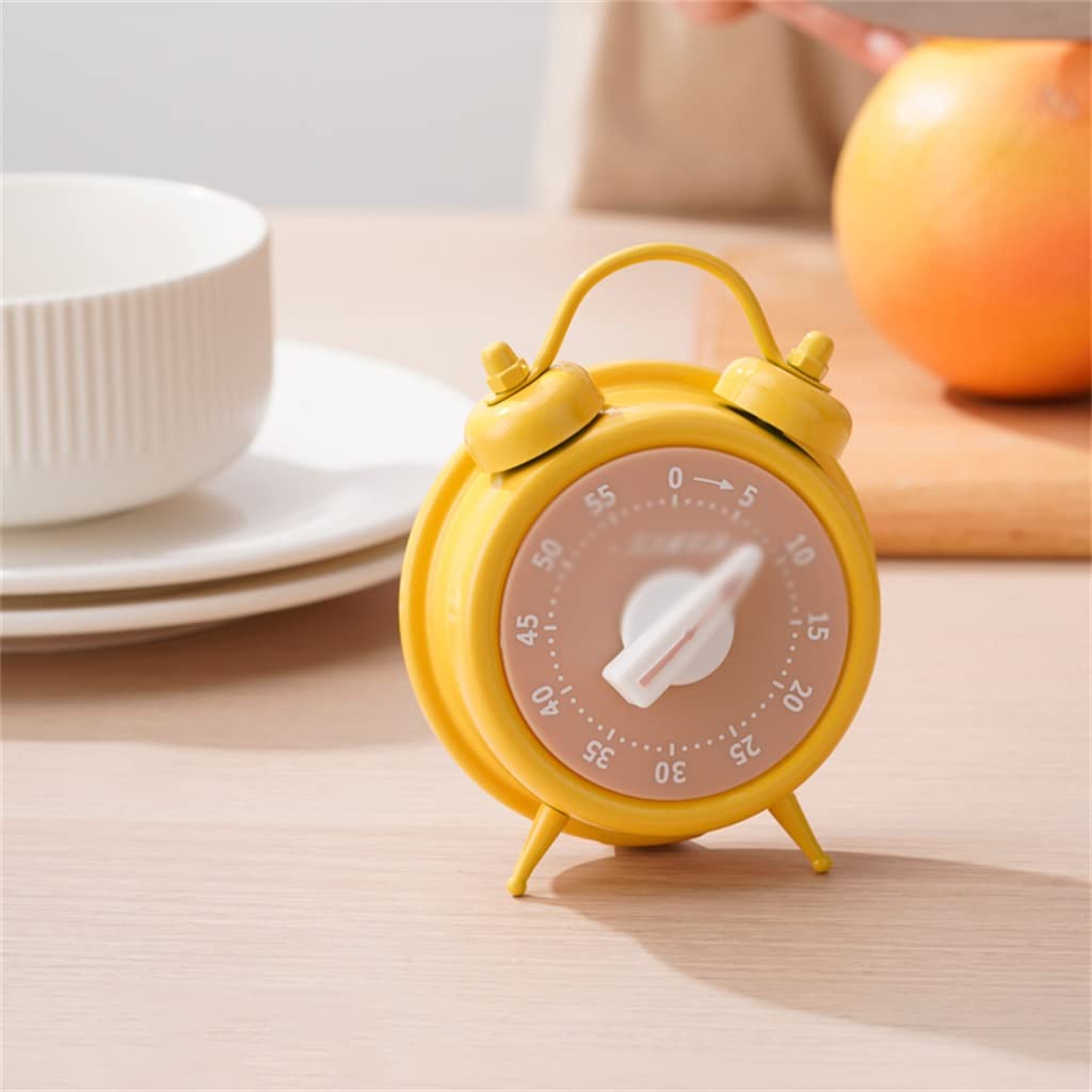Temporizador, gestor de Tiempo, recordatorio, Reloj Despertador mecánico Cocina con Cuenta atrás(Yellow)