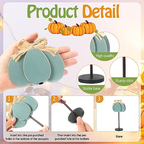 Thyle-3-Pcs-Thanksgiving-Pumpkin-Table-Centerpieces-Wood-Fall-Table-Decorations-for-Home-Thanksgiving-Tall-Standing-Block-Autumn-Harvest-Sign-with-Bow-for-Home-DecorBlue-Light-Blue-Grayish-White Thyle 3 Pcs Thanksgiving Pumpkin Table Centerpieces Wood Fall Table Decorations for Home Thanksgiving Tall Standing Block Autumn Harvest Sign with Bow for Home DecorBlue Light Blue Grayish White