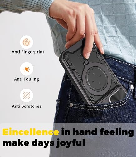 Image of Designerz hub Oneplus 13S Back Case | Hybrid Case with 360 Degree Rotating Finger Ring Holder + Slider Shutter Camera Protection Case for Oneplus 13S- Blue